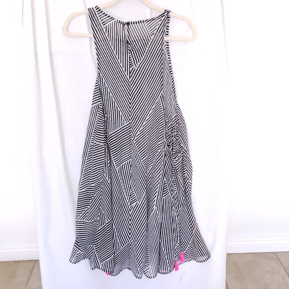 No Boundaries Black White Stripe Adjustable Sheer Beach Cover Dress Size 2X - Picture 9 of 12
